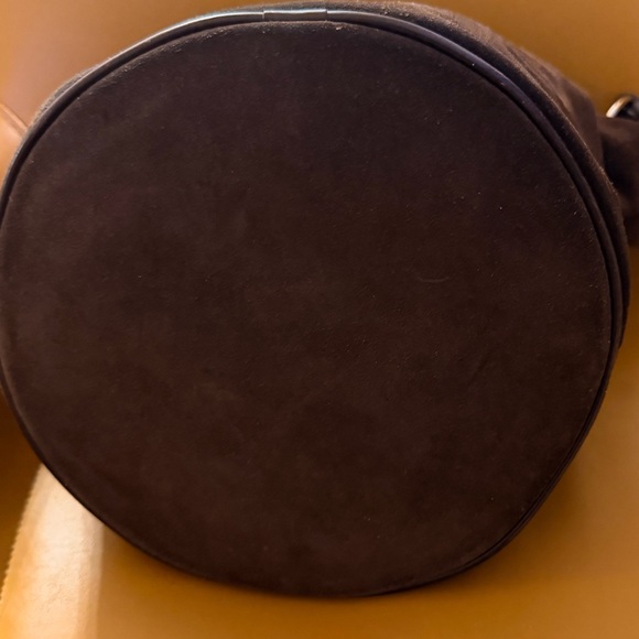 Vintage USA Dooney & Bourke Brown Suede Bucket Bag Purse Snap Bucket Shoulder - Picture 4 of 10